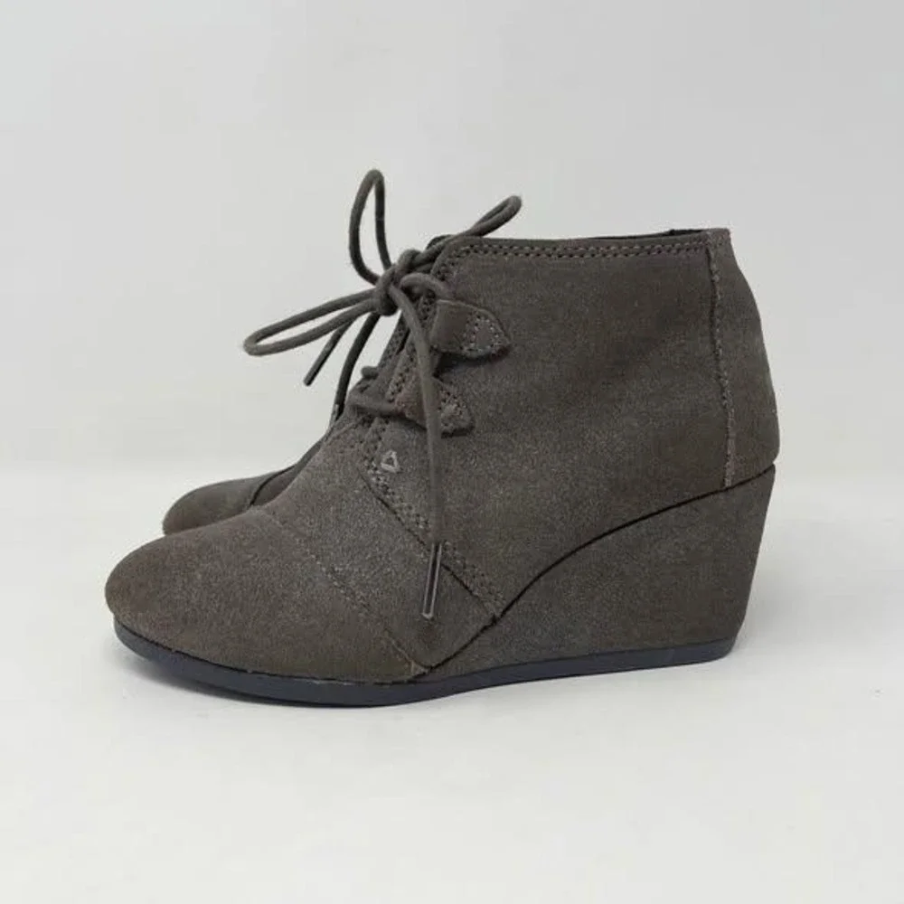 Toms Kayla Desert Wedge Ankle Boot Womens 6‎ Gray Sparkly Boho Y2K Casual